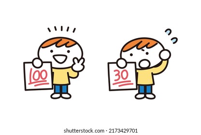 Illustration set on child testing