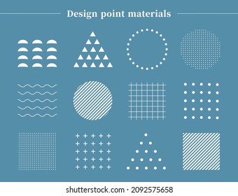 Illustration set of one point of design. Circles, triangles, squares, geometric patterns, ornaments and backgrounds with Japanese patterns.