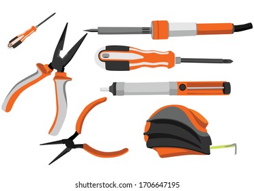 Illustration Set orange hands tool