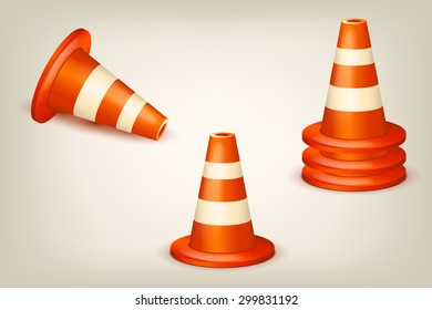 illustration of set of orange white cones in difeerent poses