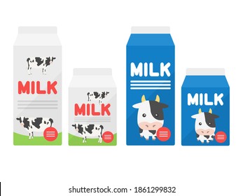 Illustration set of packed milk.