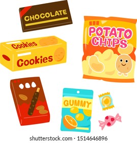 Illustration set of packed snack