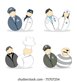 illustration of set of pair of people from different profession