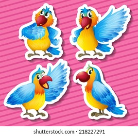 Illustration of a set of parrots