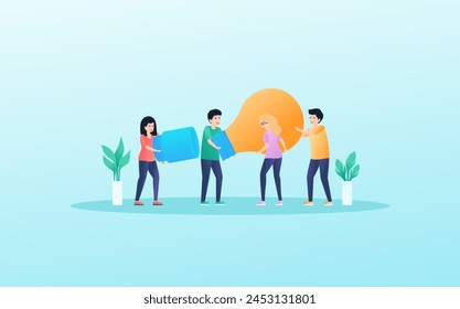 Conjunto de ilustraciones de socios que trabajan en equipo juntos