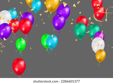 Illustration set party balloons, confetti with space for text. eps.10
