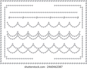 Illustration set of pearl decoration lines