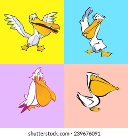 Illustration of a set of pelicans 