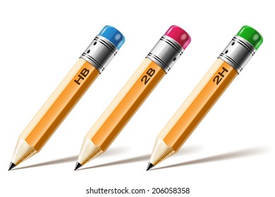Illustration set of pencils on white background. Vector.