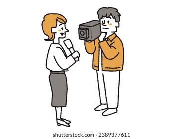 Ilustración de personas entrevistadas. Caracteres dibujados a mano.