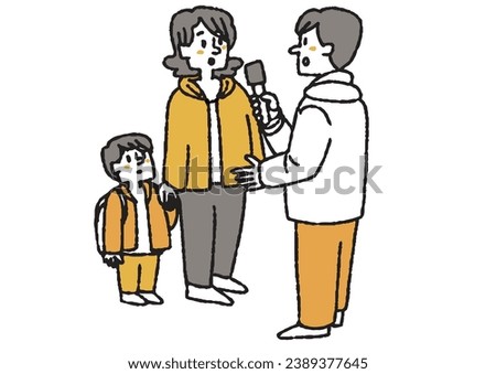 Illustration set of people being interviewed. Comical hand-drawn characters.