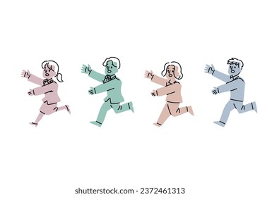 Illustration set of people chasing hard

