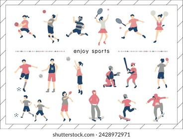 Illustration set of people doing various sports