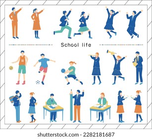 Ilustración de personas disfrutando de la vida escolar