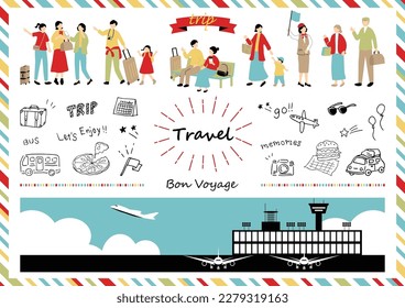 Illustration set of people enjoying travel