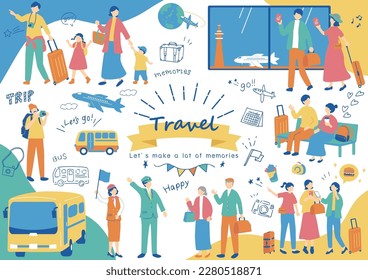 Illustration set of people enjoying travel