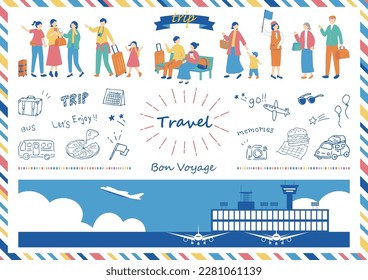 Illustration set of people enjoying travel