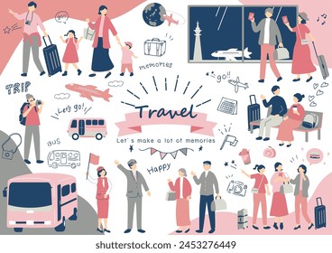 Illustration set of people enjoying travel