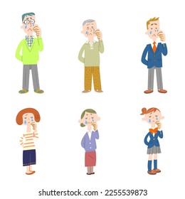 Illustration set of people of various generations who shed tears