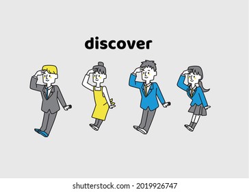 Illustration set of people who discovered something