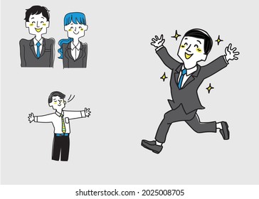 Illustration set of people who are having fun working