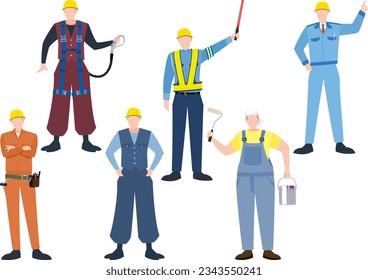 Illustration set of people working at the construction site