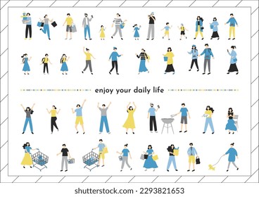 Illustration set of people's daily life