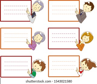 Illustration set of person with message board