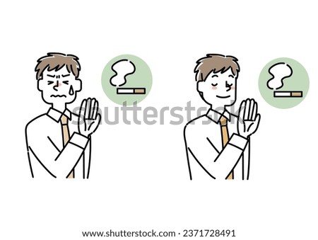 Illustration set of a person refusing to smoke (young man)
