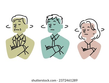 Illustration set of a person shaking his head