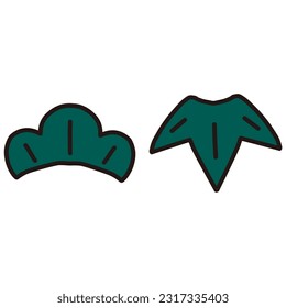 Conjunto de ilustraciones de pino y bambú en forma de icono