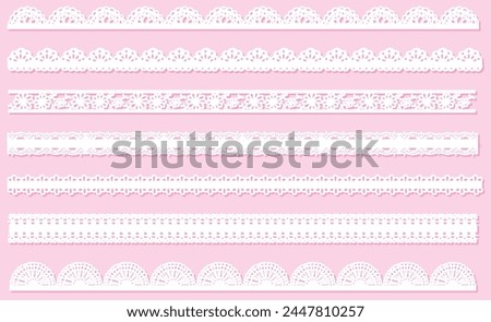 Illustration set of pink background and white cute lace