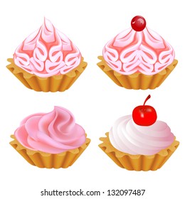 illustration of a set of pink cake