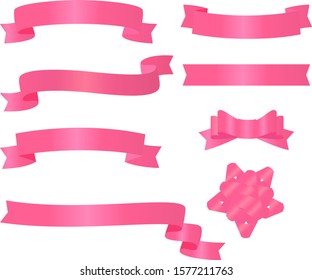 Illustration set of pink ribbons