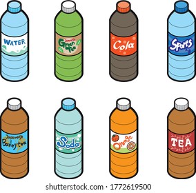 Illustration set of plastic bottle beverages