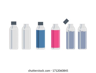 Conjunto de ilustraciones de botellas de plástico.
Botella de plástico.