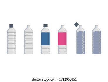 Conjunto de ilustraciones de botellas de plástico.
Botella de plástico.