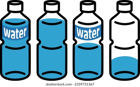 Illustration set of plastic bottles containing various amounts of water