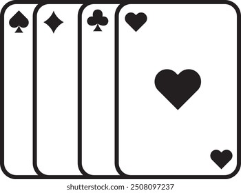 illustration of a set of playing cards arranged horizontally