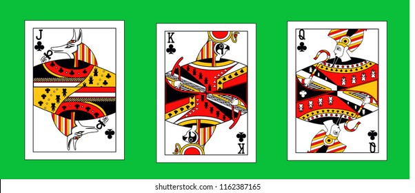 the illustration - set of the playing cards in egypt style.