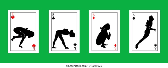 illustration with a set of playing cards on the theme of sport - yoga.