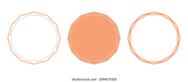 Conjunto de ilustraciones de un marco poligonal y material de fondo.