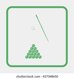 Illustration of a set of pool balls.