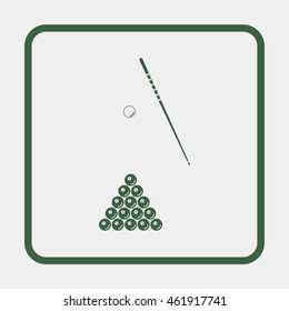 Illustration of a set of pool balls.