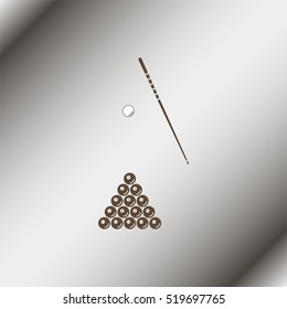 Illustration of a set of pool balls.