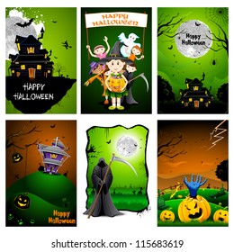 illustration of set of poster for Halloween celebration