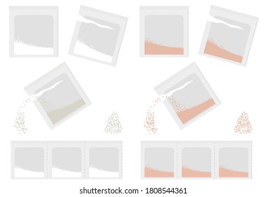 Illustration set of powder medicine