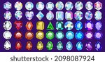 illustration set of precious stones of different cuts and colors