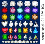 illustration set of precious stones of different cuts and colors