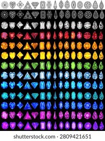 illustration set of precious stones of different cuts and colors